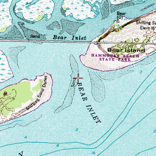 Topographic Map of Bear Inlet, NC