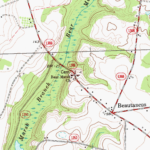 Topographic Map of Bear Marsh Church, NC