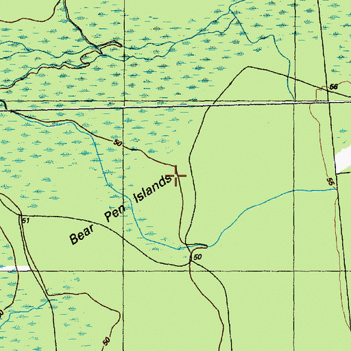 Topographic Map of Bear Pen Islands, NC