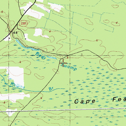 Topographic Map of Bear Swamp, NC