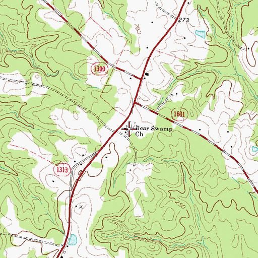 Topographic Map of Bear Swamp Church, NC
