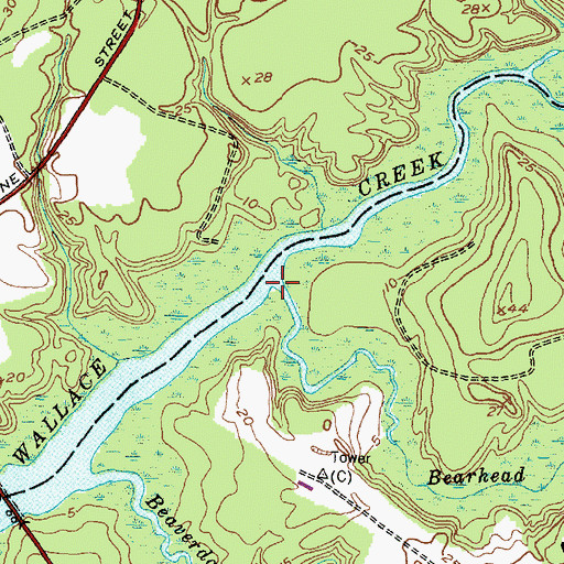 Topographic Map of Bearhead Creek, NC
