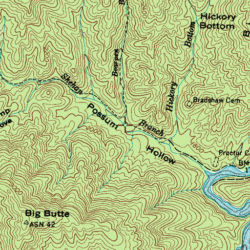 Topographic Map of Bearpen Branch, NC