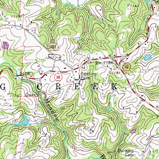 Topographic Map of Beasley Cemetery, NC