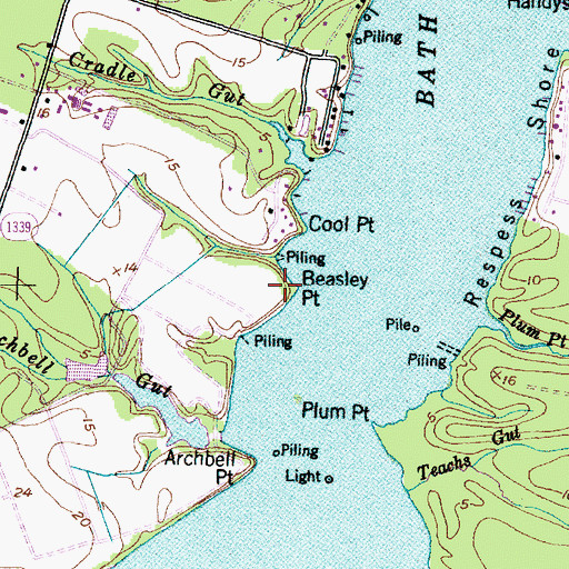 Topographic Map of Beasley Point, NC