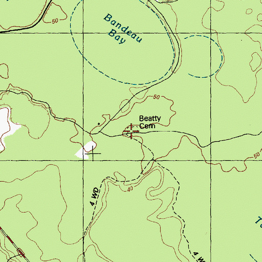 Topographic Map of Beatty Cemetery, NC