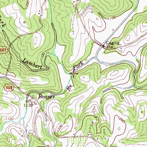Topographic Map of Beaver Branch, NC
