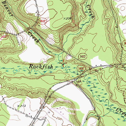 Topographic Map of Beaver Creek, NC