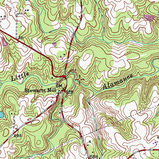 Topographic Map of Beaver Creek, NC