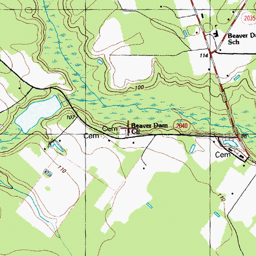Topographic Map of Beaver Dam Church, NC