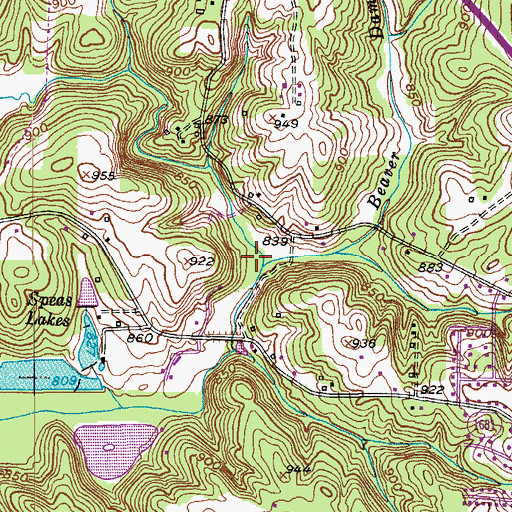 Topographic Map of Beaver Dam Creek, NC