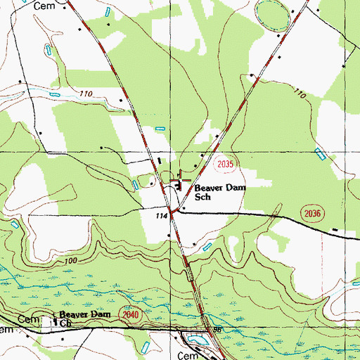 Topographic Map of Beaver Dam School, NC