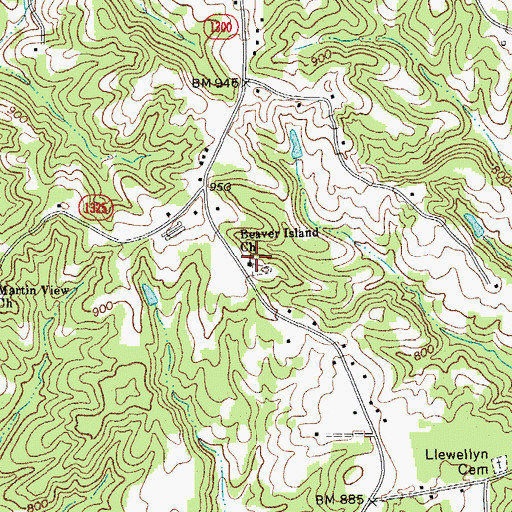 Topographic Map of Beaver Island Baptist Church, NC