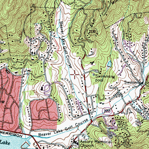 Topographic Map of Beaver Lake Golf Course, NC