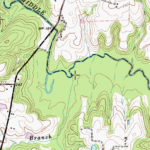 Topographic Map of Beaverdam Branch, NC