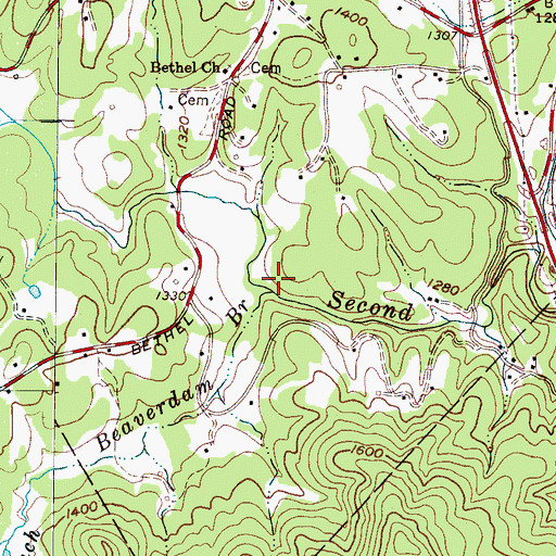 Topographic Map of Beaverdam Branch, NC