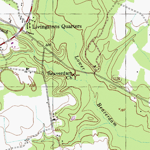 Topographic Map of Beaverdam Church, NC