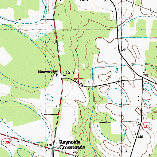 Topographic Map of Beaverdam Church, NC