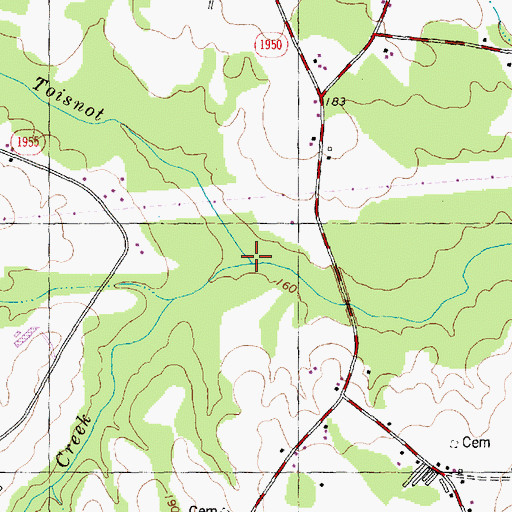 Topographic Map of Beaverdam Creek, NC