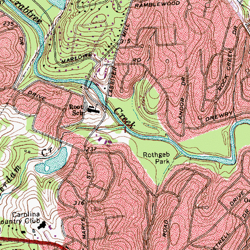 Topographic Map of Beaverdam Creek, NC