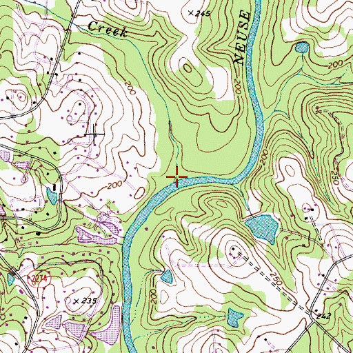 Topographic Map of Beaverdam Creek, NC