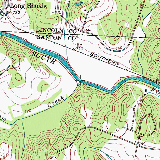 Topographic Map of Beaverdam Creek, NC