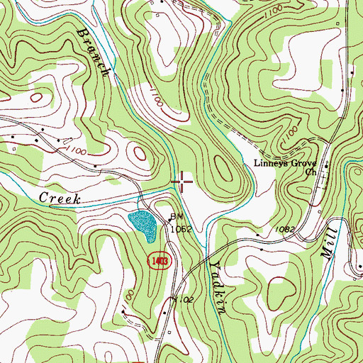 Topographic Map of Beaverdam Creek, NC