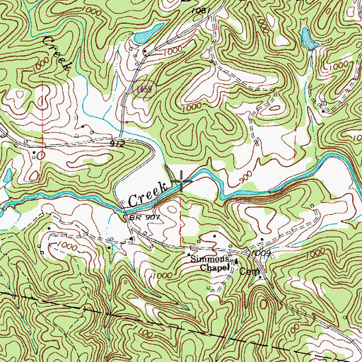 Topographic Map of Beaverdam Creek, NC
