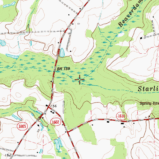 Topographic Map of Beaverdam Swamp, NC