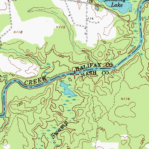Topographic Map of Beaverdam Swamp, NC