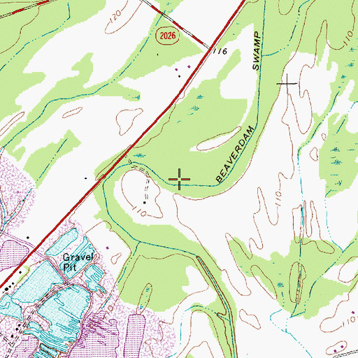 Topographic Map of Beaverdam Swamp Canal, NC
