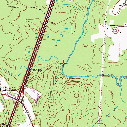 Topographic Map of Beaverpond Creek, NC
