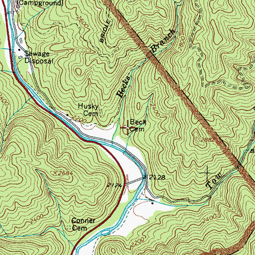 Topographic Map of New Beck Cemetery, NC