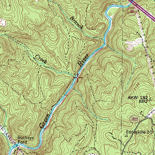 Topographic Map of Beck Creek, NC