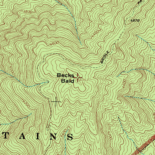 Topographic Map of Becks Bald, NC