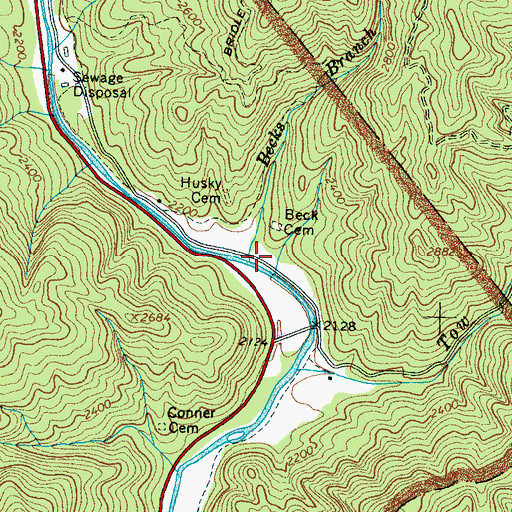 Topographic Map of Becks Branch, NC