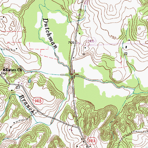 Topographic Map of Becks Spring Branch, NC