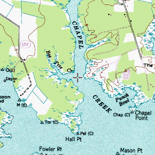 Topographic Map of Bee Tree Creek, NC