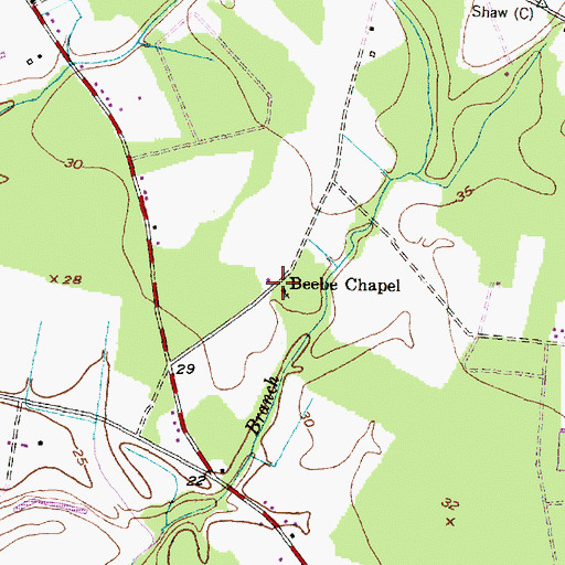 Topographic Map of Beebe Chapel, NC