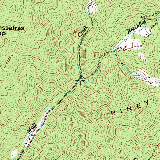 Topographic Map of Beechflat Creek, NC