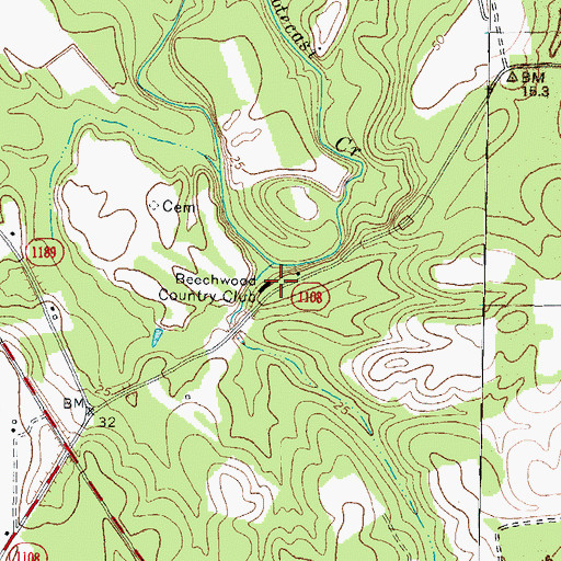 Topographic Map of Beechwood Country Club, NC