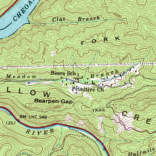 Topographic Map of Beers School, NC