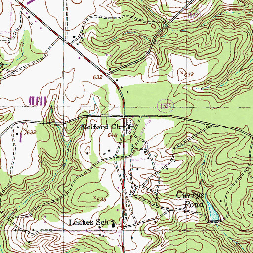 Topographic Map of Belford Church, NC