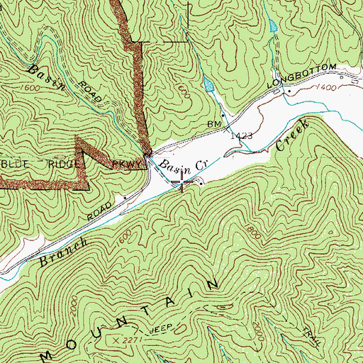 Topographic Map of Bell Branch, NC