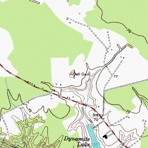 Topographic Map of Bell Cemetery, NC