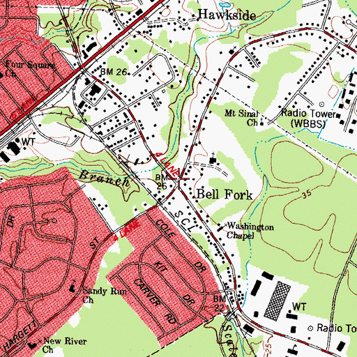 Topographic Map of Bell Fork, NC