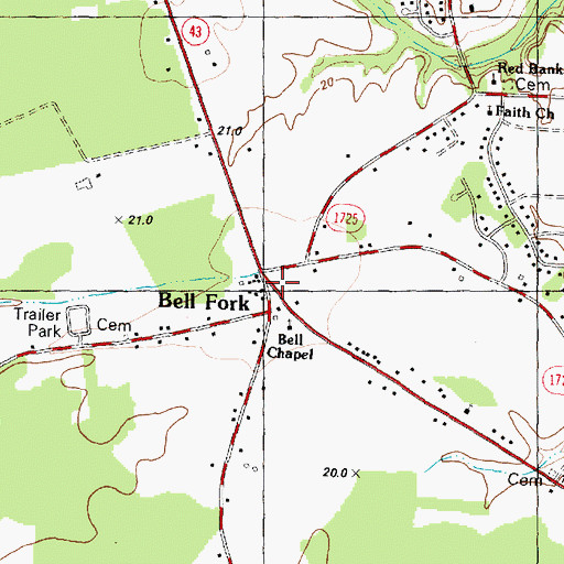 Topographic Map of Bell Fork, NC
