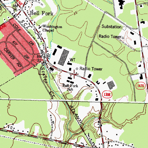 Topographic Map of Bell Fork Elementary School, NC