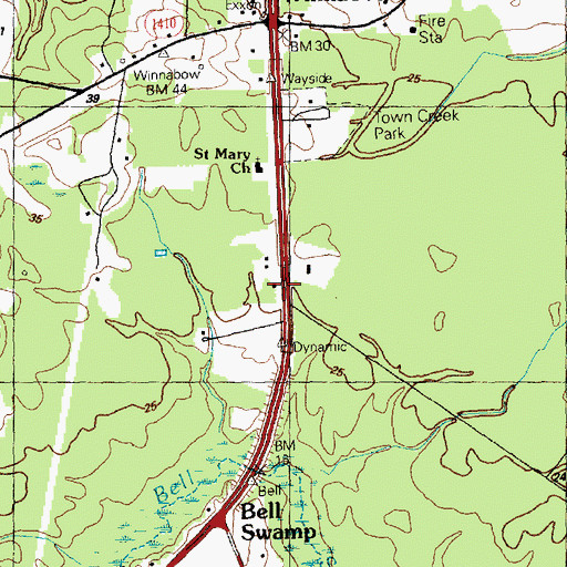 Topographic Map of Bell Swamp School, NC
