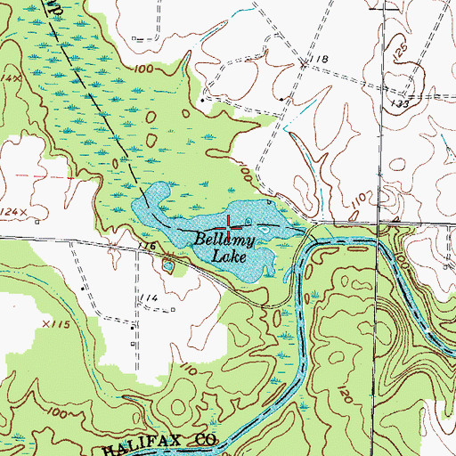 Topographic Map of Bellamy Lake, NC